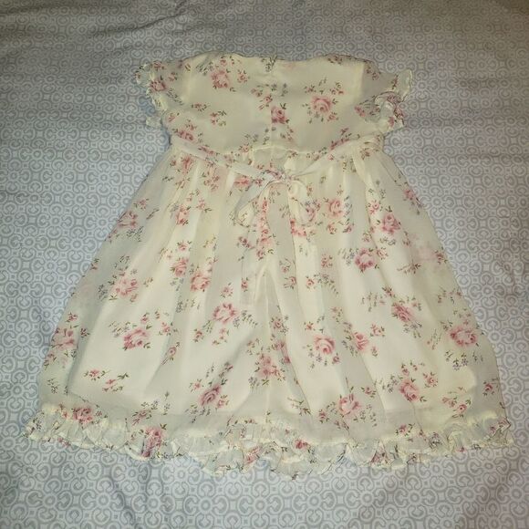 GOOD LAD YELLOW FLORAL PRINT CHIFFON EASTER DRESS SIZE 18 MONTHS - Picture 6 of 7